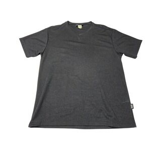 ODO Ribbed V Neck T Shirt Men's Medium Black Made in USA
